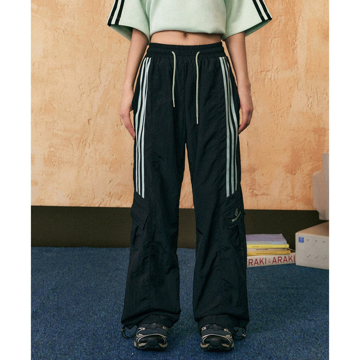 Ezek Free Project Sporty Two-piece Set - Graphic T-shirt and Wide-leg Track Pants