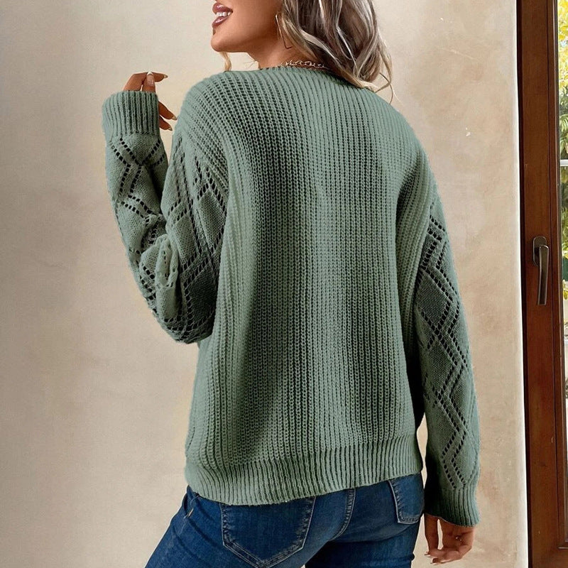 V-neck Long Sleeve Knitted Sweater