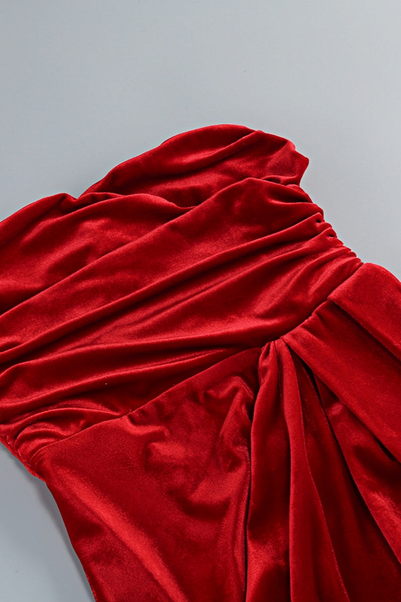 Megas Red 3d Split Maxi Dress