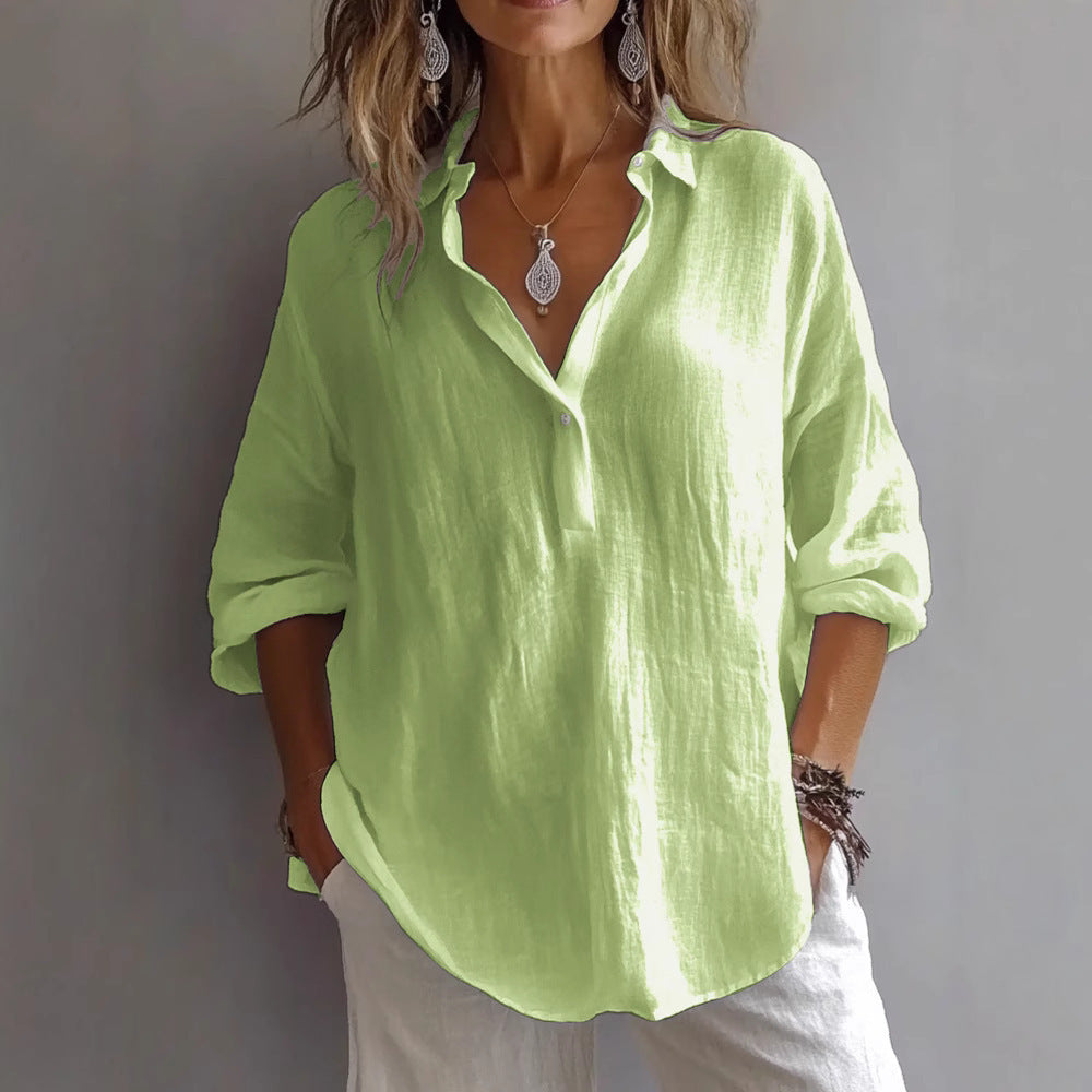 Fran - V-neck Blouse Classic V Neck Top