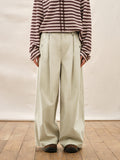 Ivory Wide Leg Pleated Pants