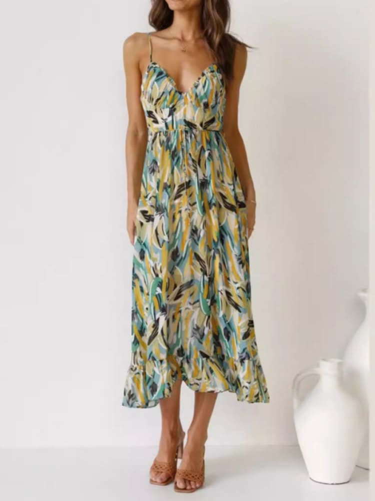 Ruffle-trim Midi Tank Dress