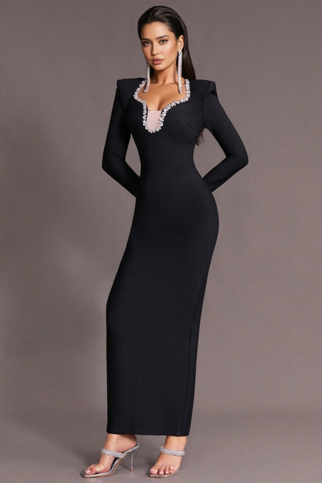 Miamor Diamante Stretch Maxi Dress