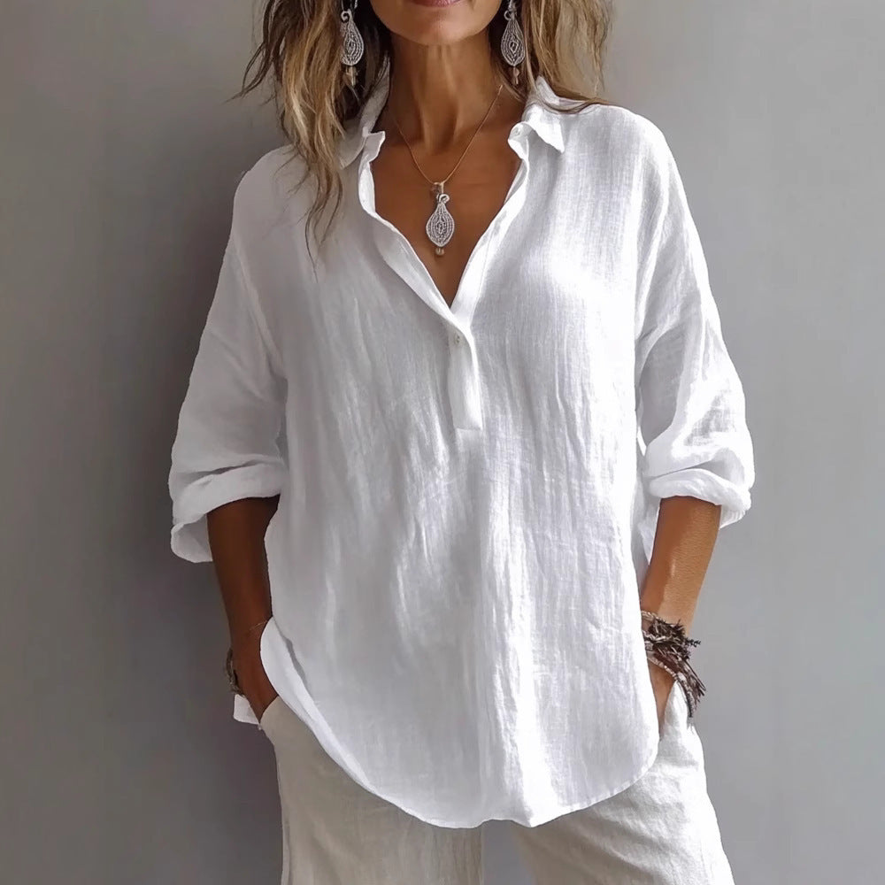 Fran - V-neck Blouse Classic V Neck Top