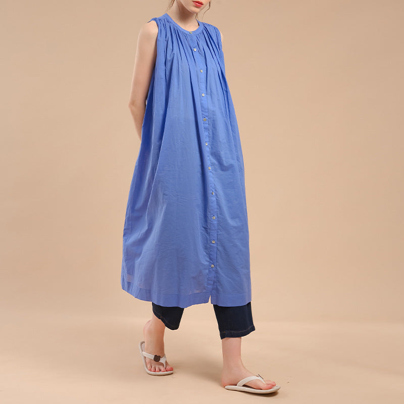 French Pleating Dress Summer Western Paris Yarn Loose Large Dress a Line Dress Can Be Used As Blouse