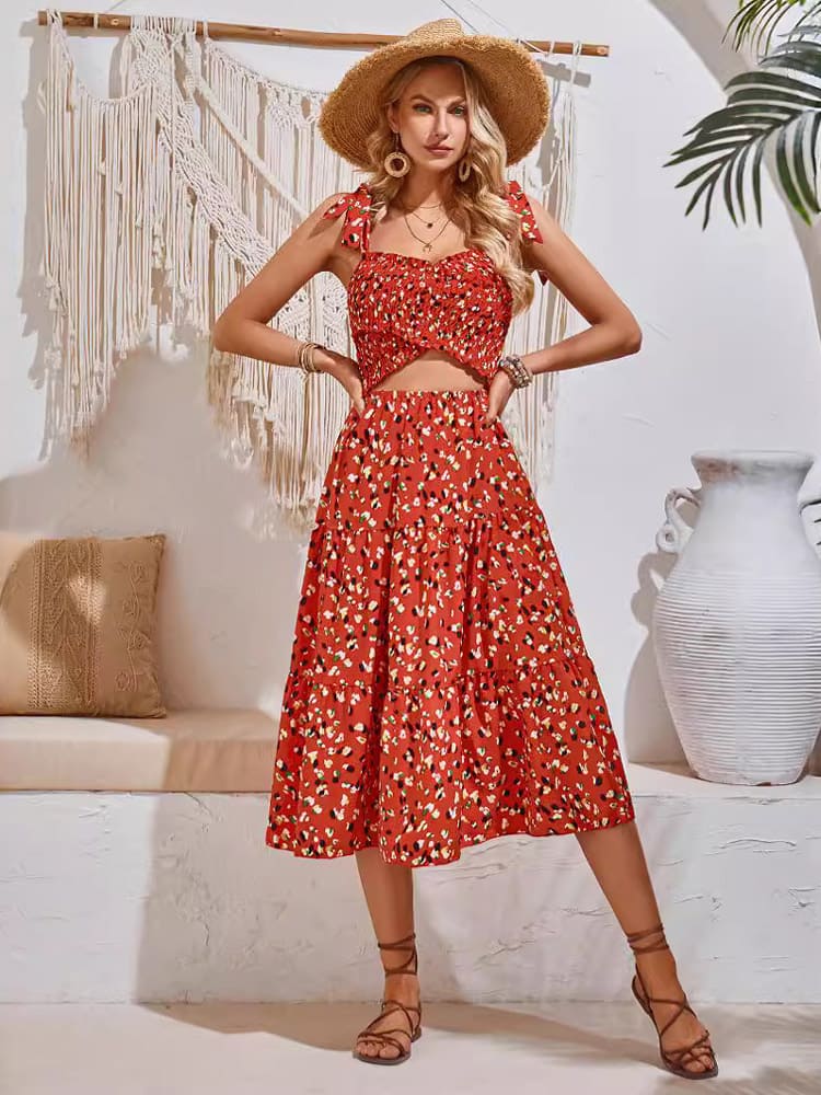 Printed Cutout Sleeveless Dress