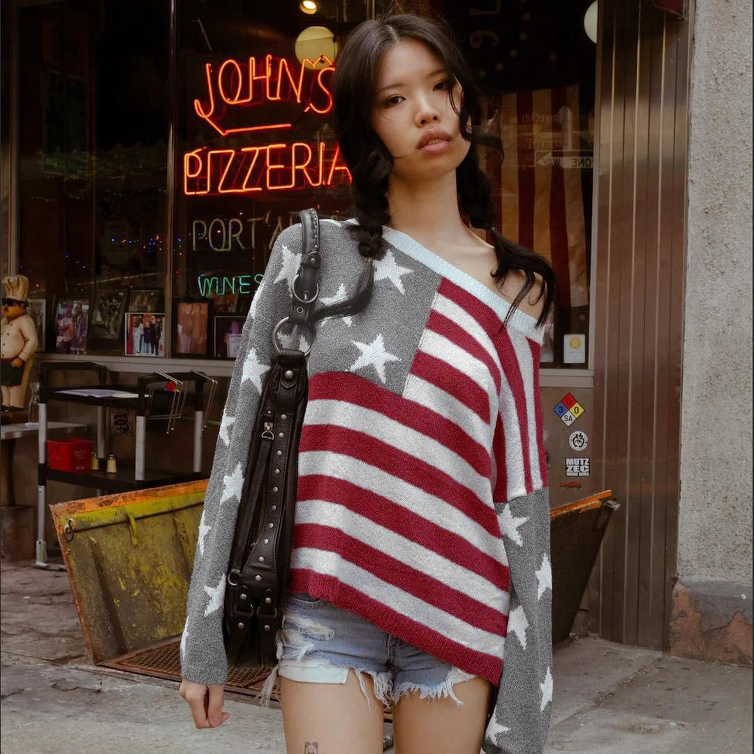 Meryem Off-shoulder Star Sweater