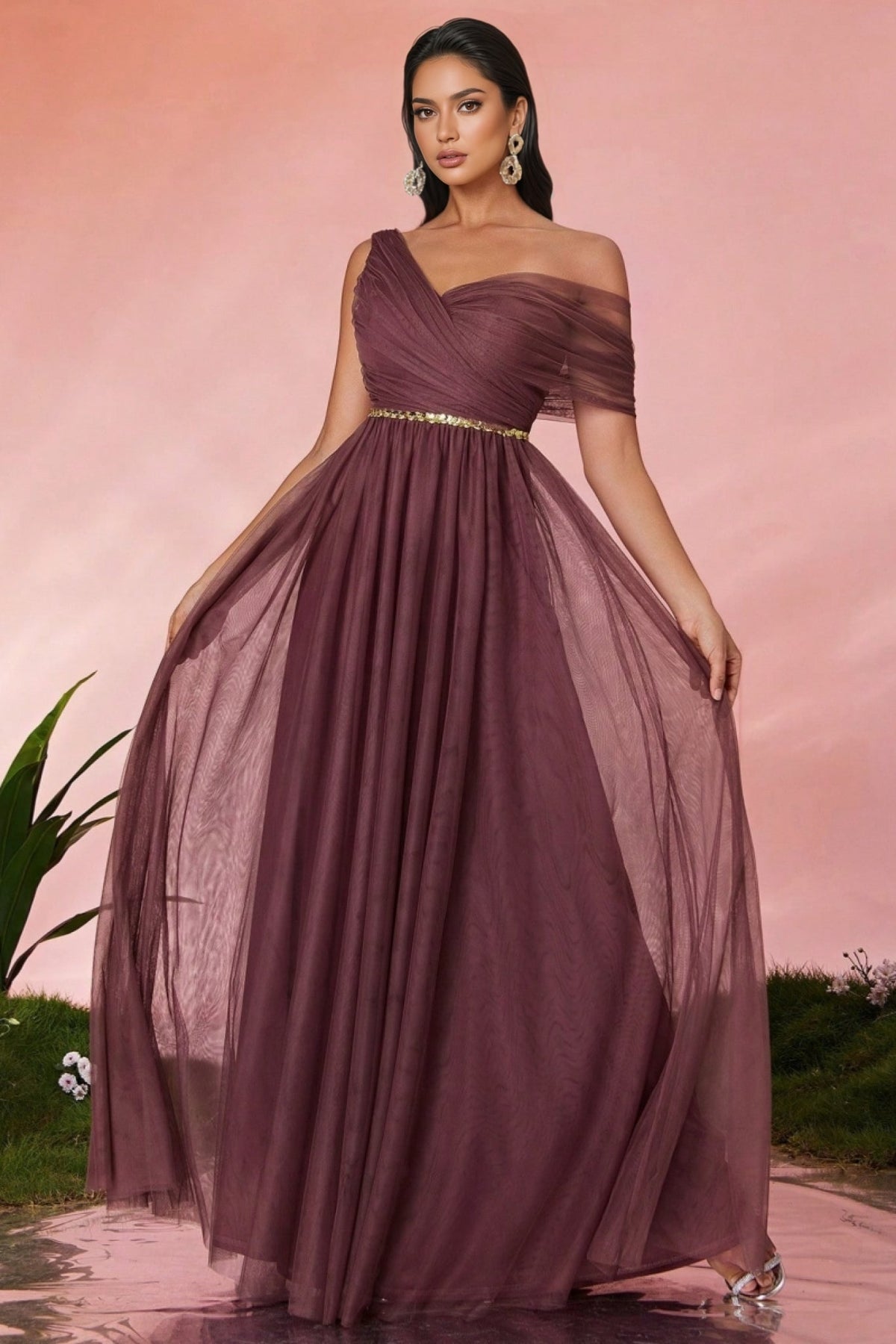 Linus Strapless Mesh Maxi Dress