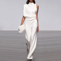 Pants Color One Shoulder Pile Collar Jumpsuit Popular Dress Trousers