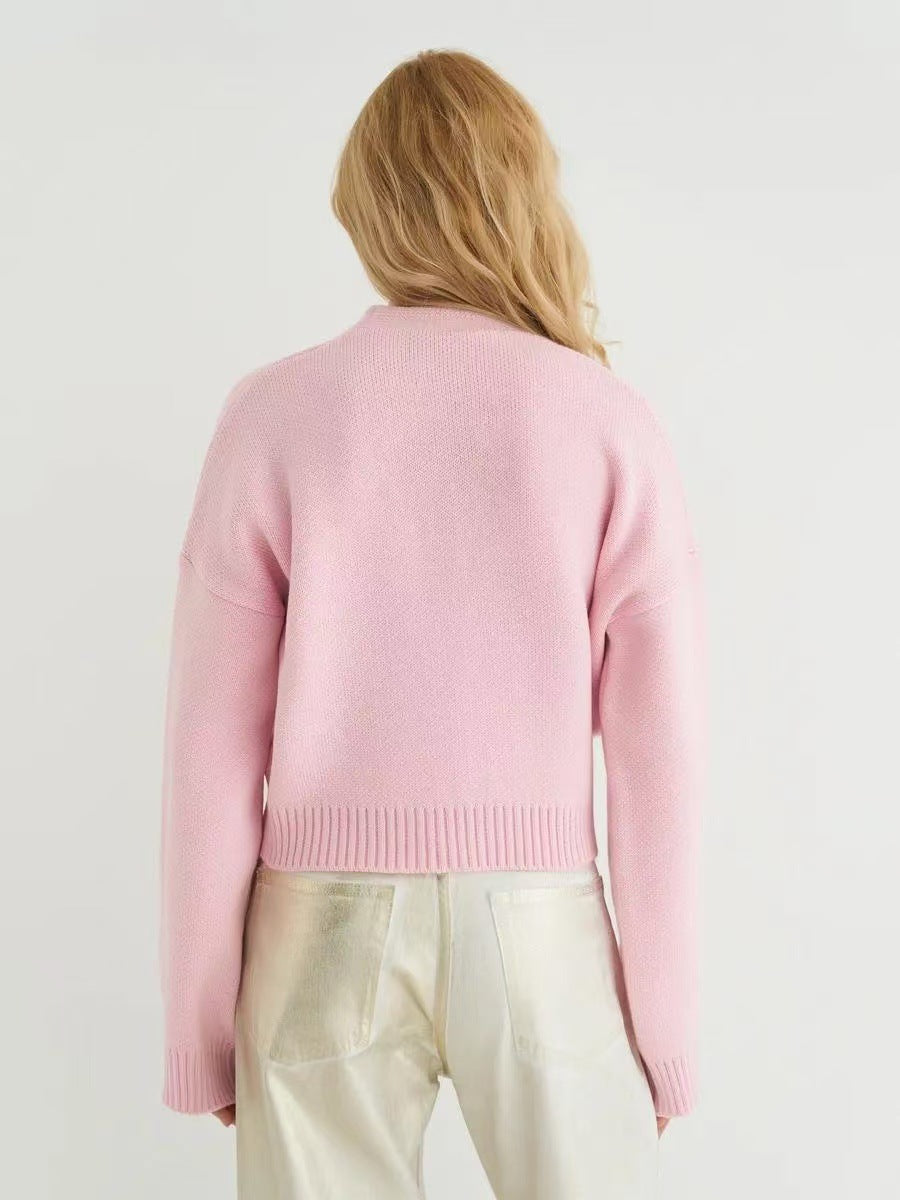 Custom Color V-neck Loose Knit Cardigan