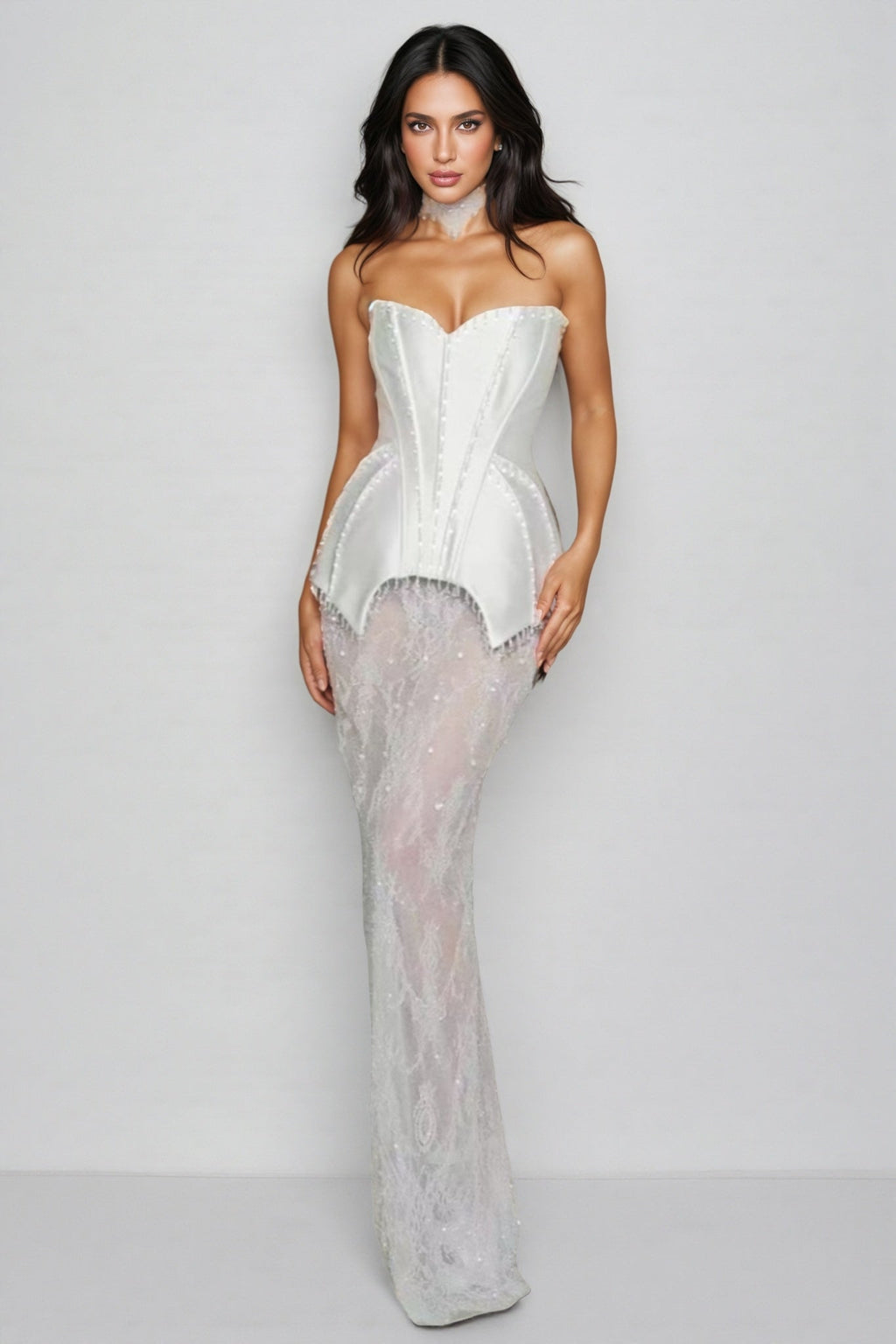 Kendall Crystal Lace Maxi Dress
