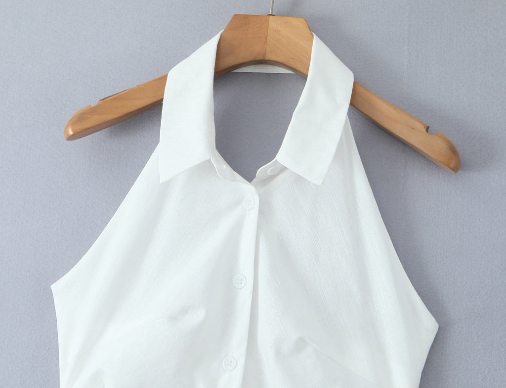 White – Sleeveless Cardigan Dress