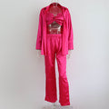 Spring Autumn Satin Three Piece Set Clothing Satin Wrapped Chest Vest Shirt Pants Set
