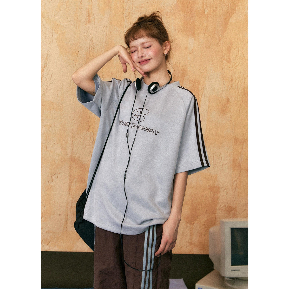 Ezek Free Project Sporty Two-piece Set - Graphic T-shirt and Wide-leg Track Pants