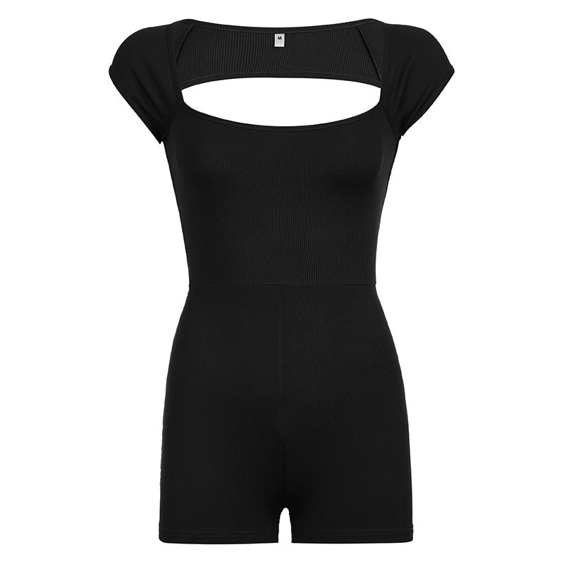 Sports Clothing Color Hollow Out Cutout Backless Lace Up Jumpsuit Sheath One Piece Top Shorts Outer Wear