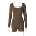 Clothing Summer Long Sleeve U Collar Lace Backless High Waist Hip Lifting Sport Yoga Jumpsuit