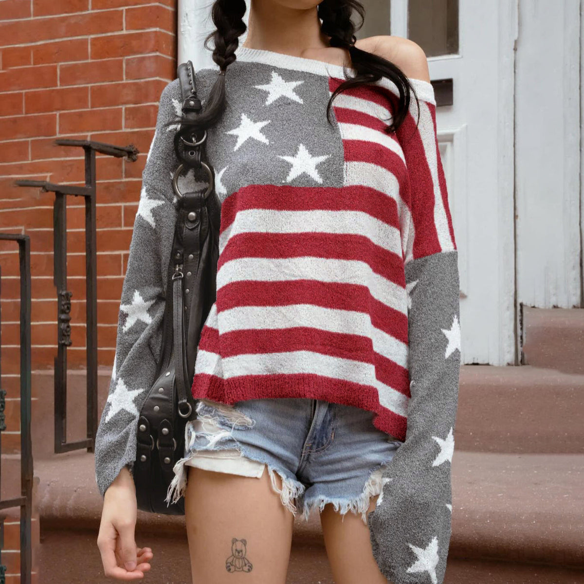 Meryem Off-shoulder Star Sweater
