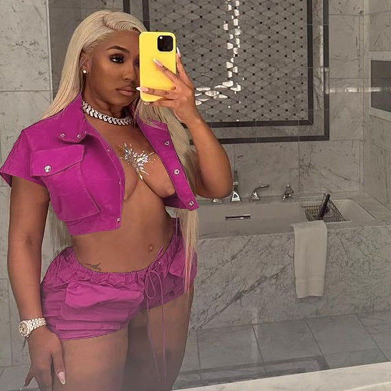 Clothing Summer Pocket Top Shorts Set for