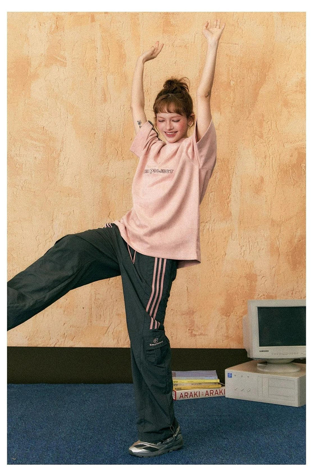 Ezek Free Project Sporty Two-piece Set - Graphic T-shirt and Wide-leg Track Pants
