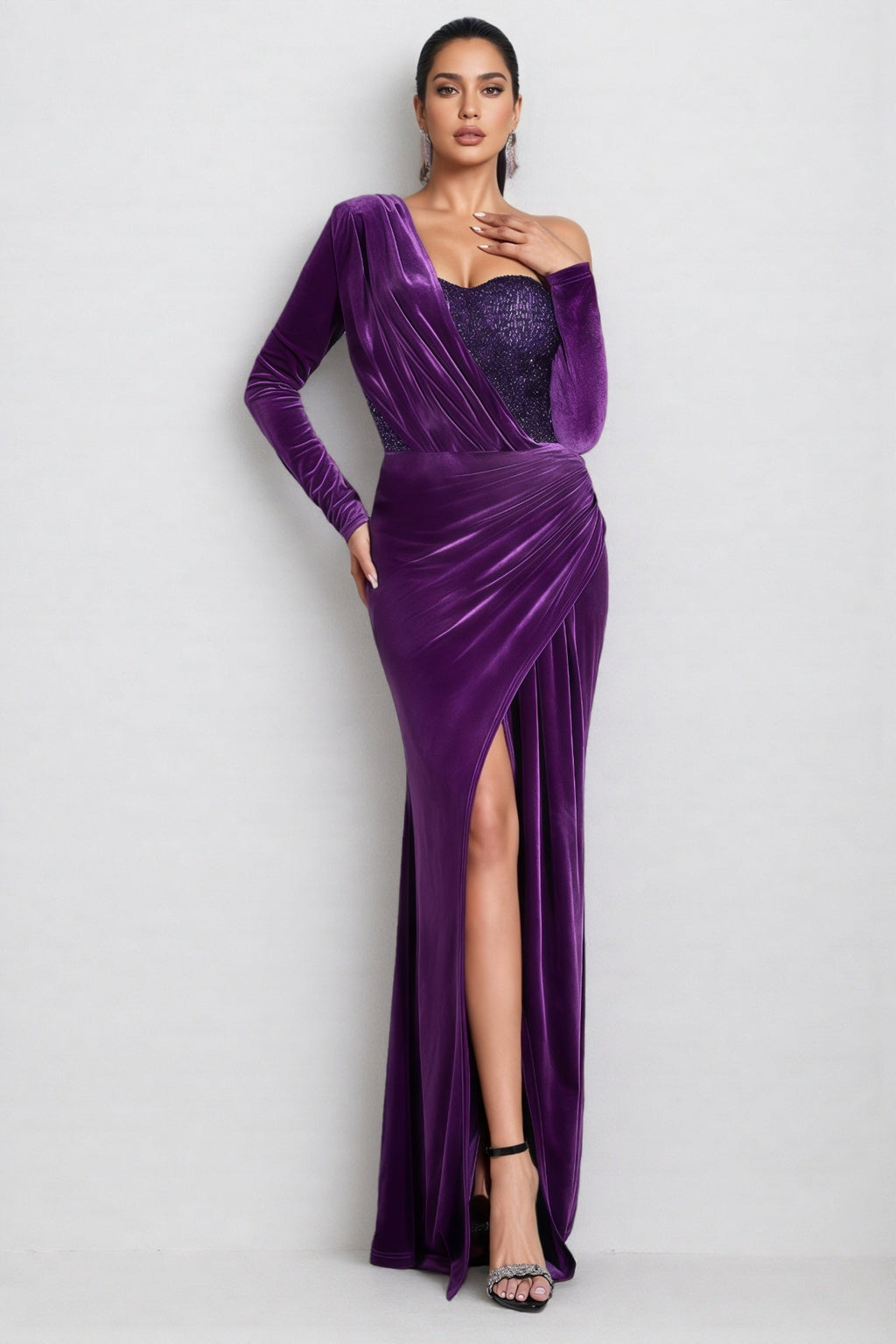 Lopez Purple Sequin Maxi Dress