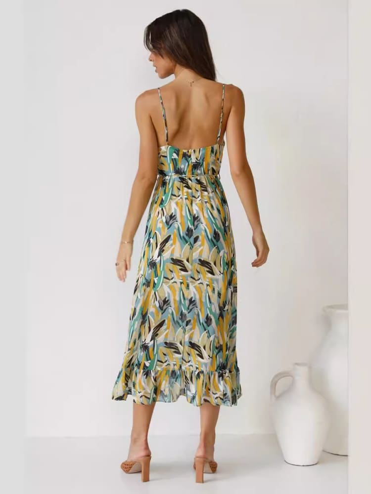 Ruffle-trim Midi Tank Dress