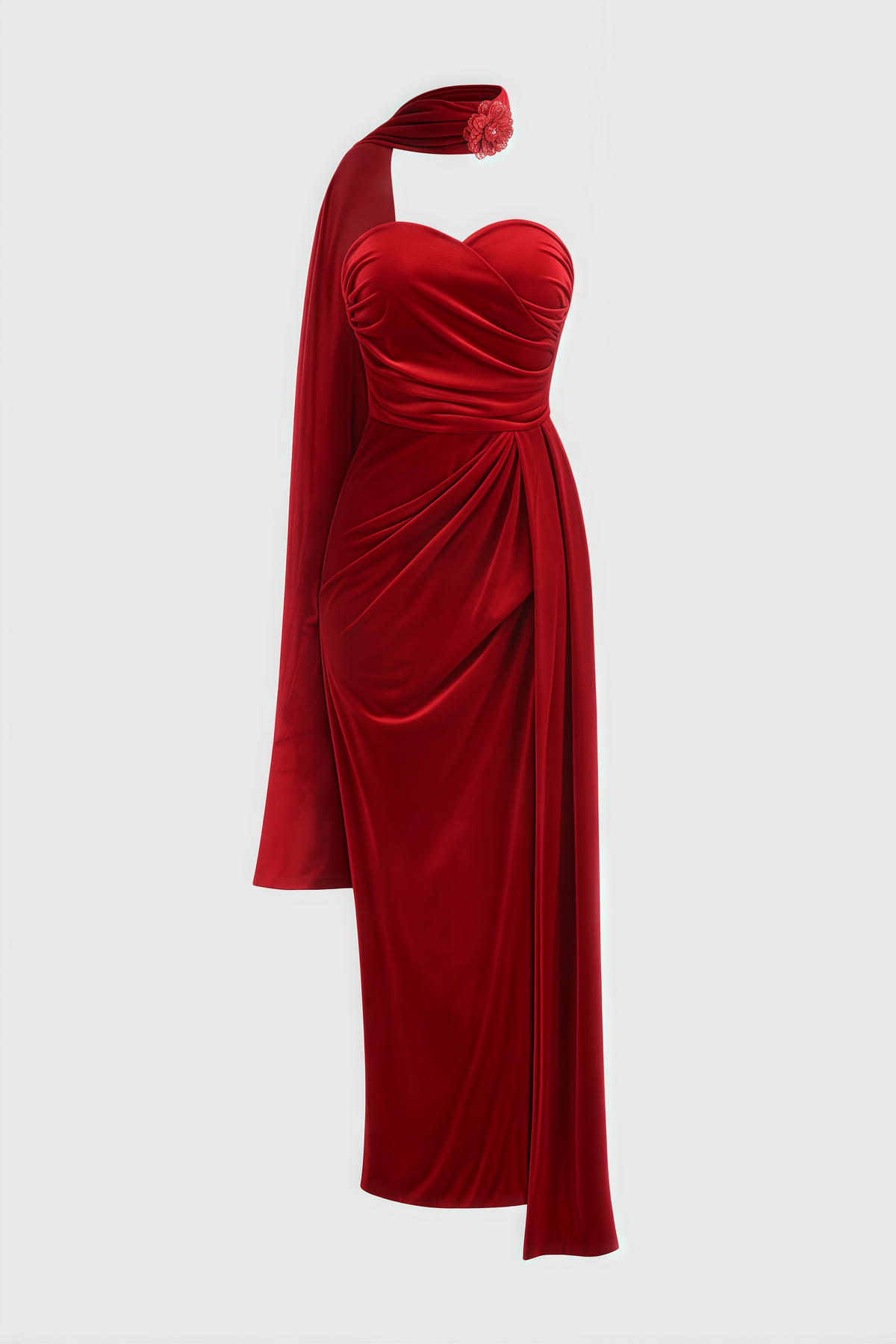 Megas Red 3d Split Maxi Dress