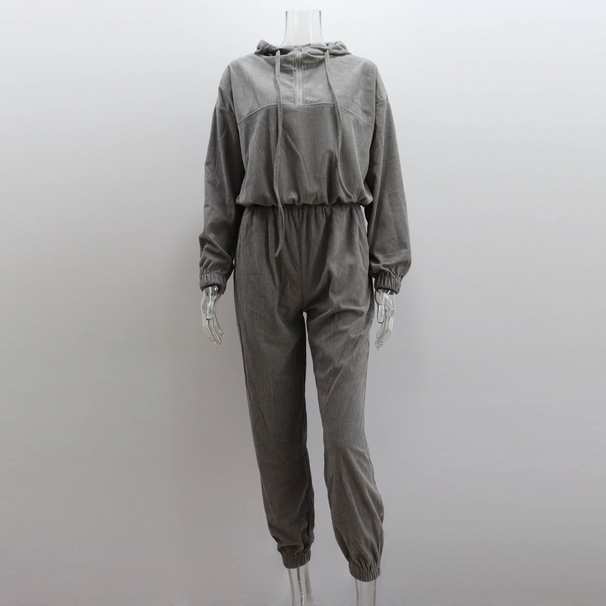Corduroy Suit Sports Autumn Winter Zipper Hooded Sweatshirt Sweatpants Two Piece Set