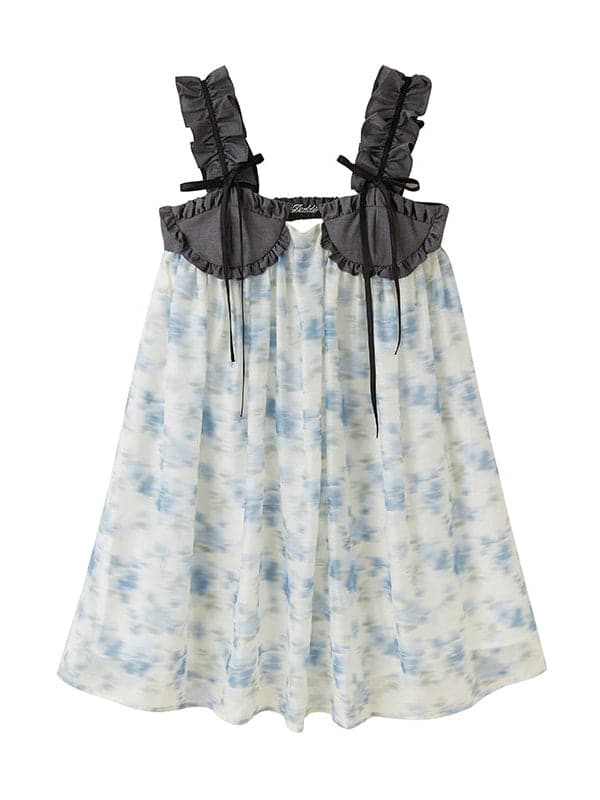 Chiffon Puffy Dress With Frill Straps