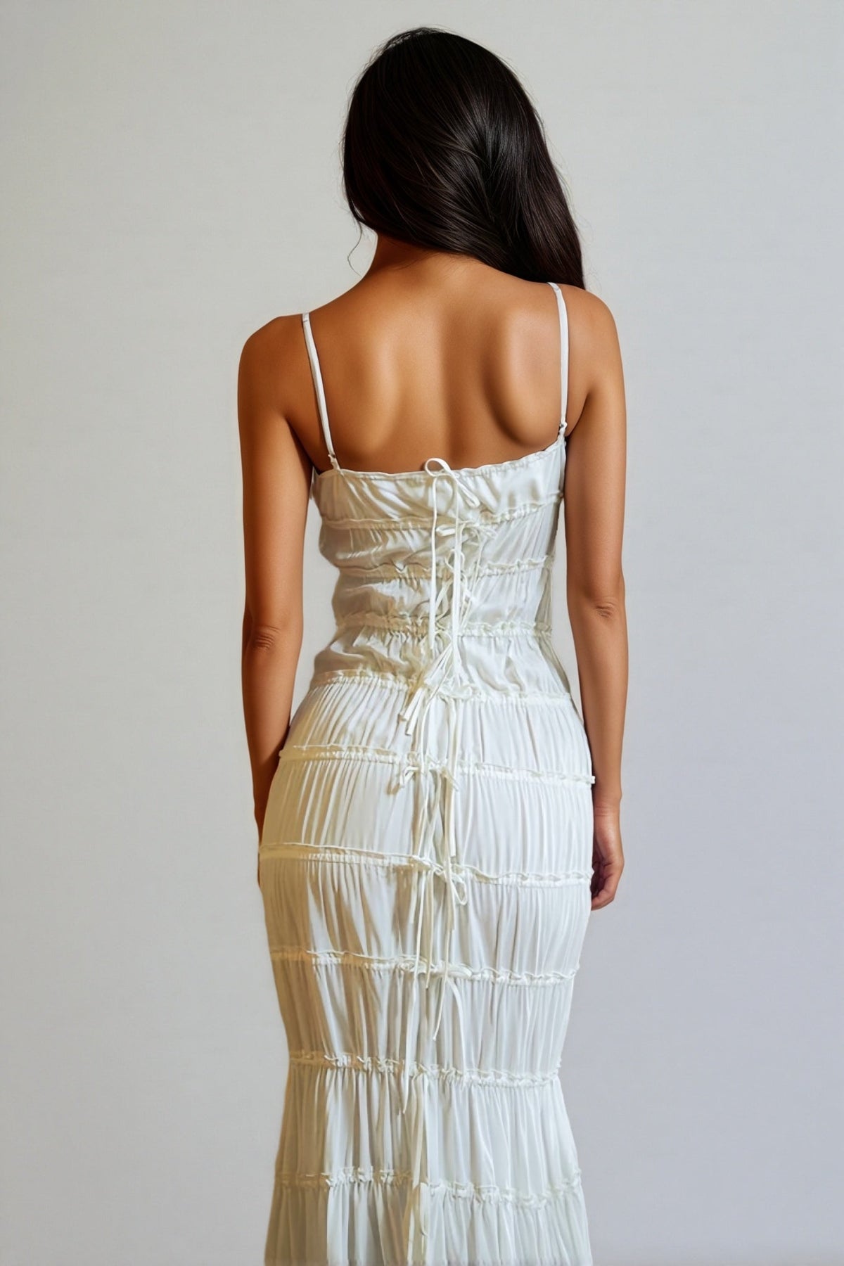 Mirelle Ruffled Hip Wrap Maxi Dress