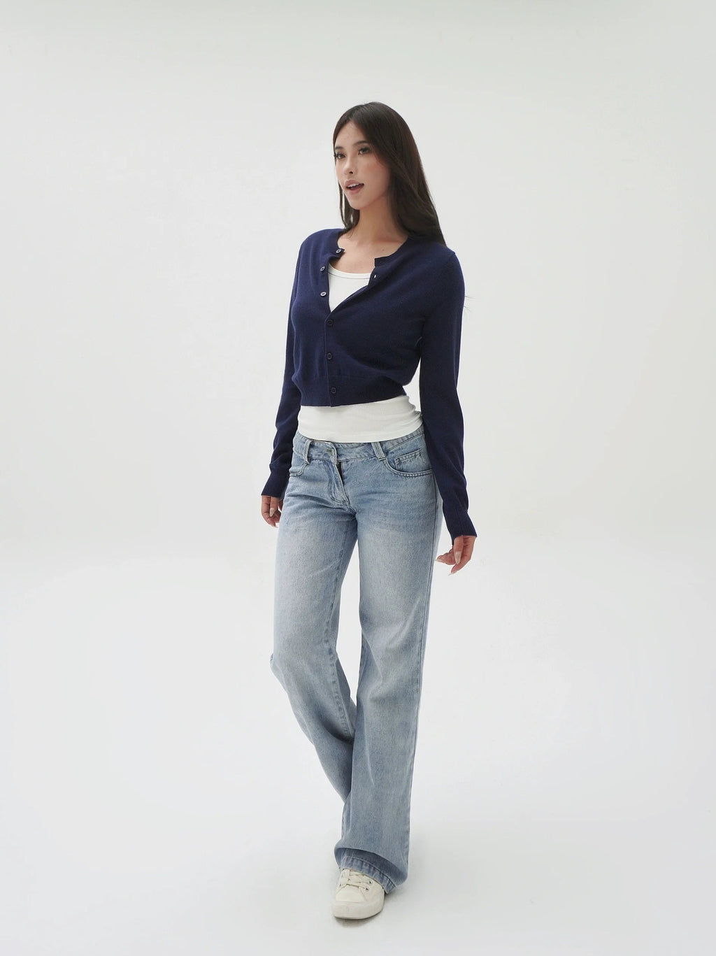 Slim-fit Cropped Knit Cardigan Sweater