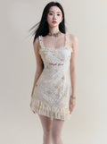 -inspired Lace Mini Dress With Ruffle Trim
