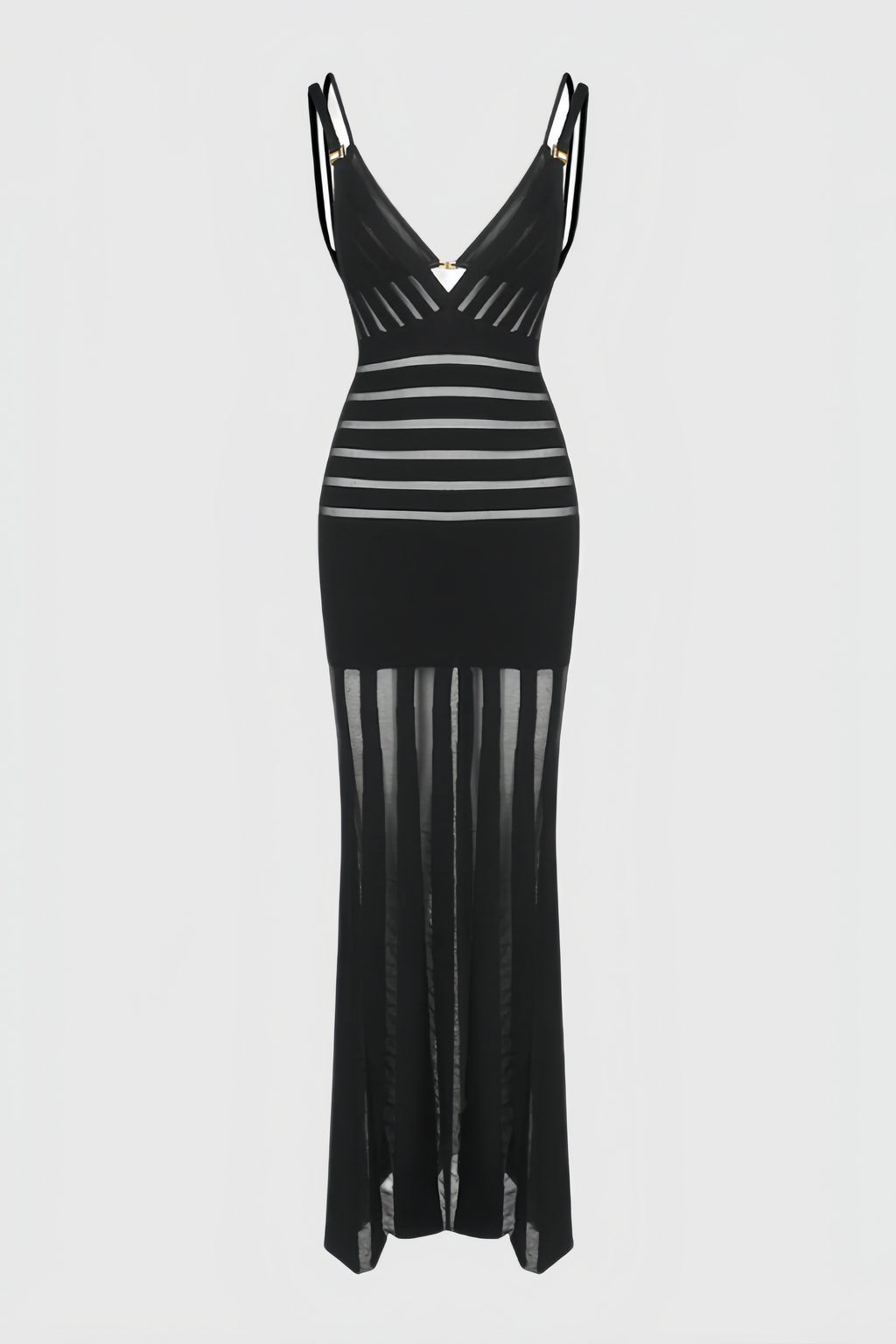 Lakei Black Deep V Openwork Maxi Dress
