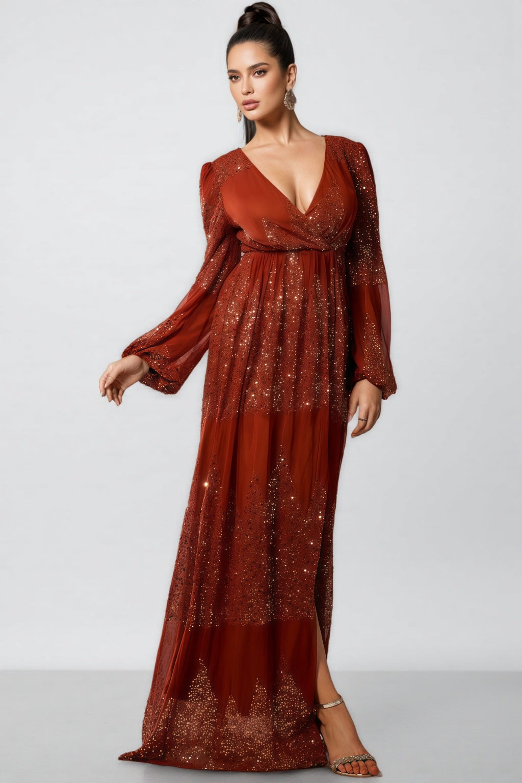 Lian V-neck Sequin Maxi Dress