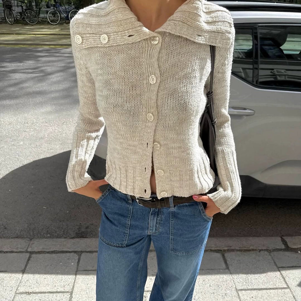Yasmeen Cropped Collared Sweater