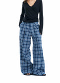 Wide-leg Plaid Pants
