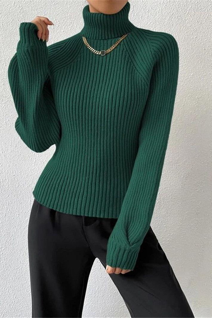 Loose Slim High Collar Knitted Sweater