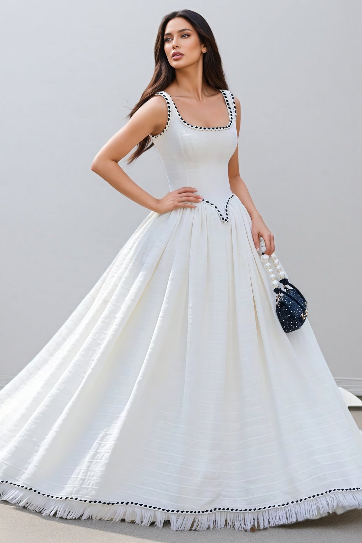 Pavoed Halter Puff Maxi Dress