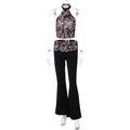 Clothing Summer Leopard Print Sleeveless Halter Vest Stitching Flared Pants Two Piece Set
