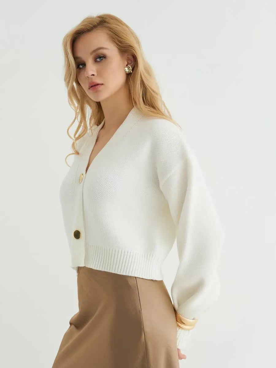 Custom Color V-neck Loose Knit Cardigan