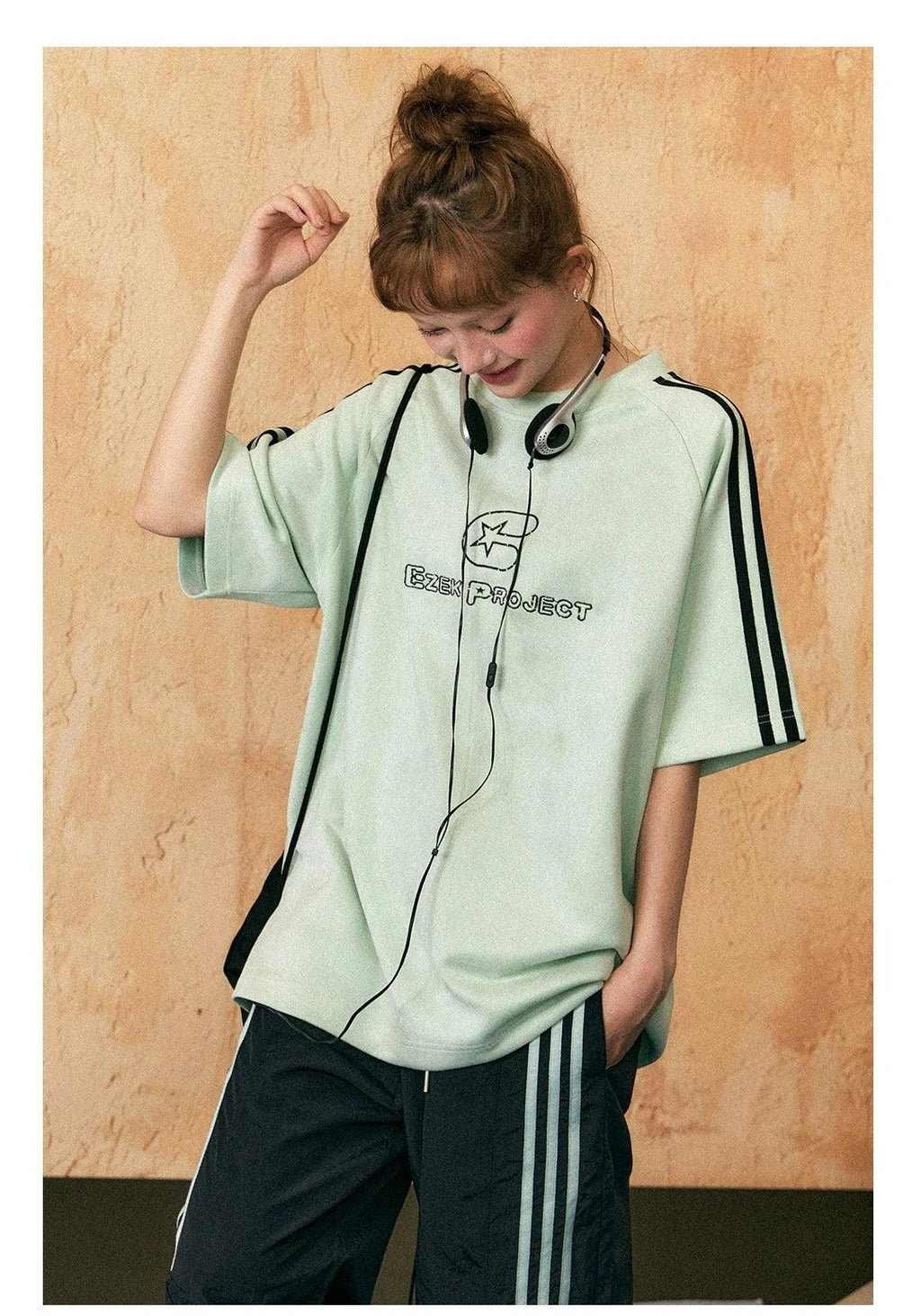 Ezek Free Project Sporty Two-piece Set - Graphic T-shirt and Wide-leg Track Pants