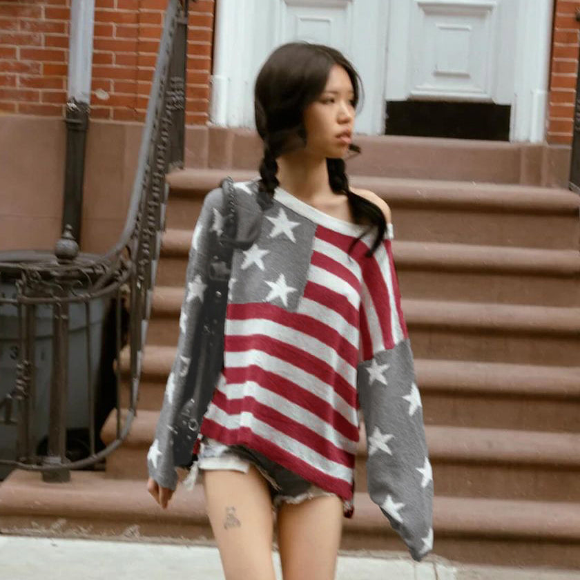Meryem Off-shoulder Star Sweater