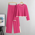 Rose Red - Knitted Sweater Wide-leg Pants Two Piece Set