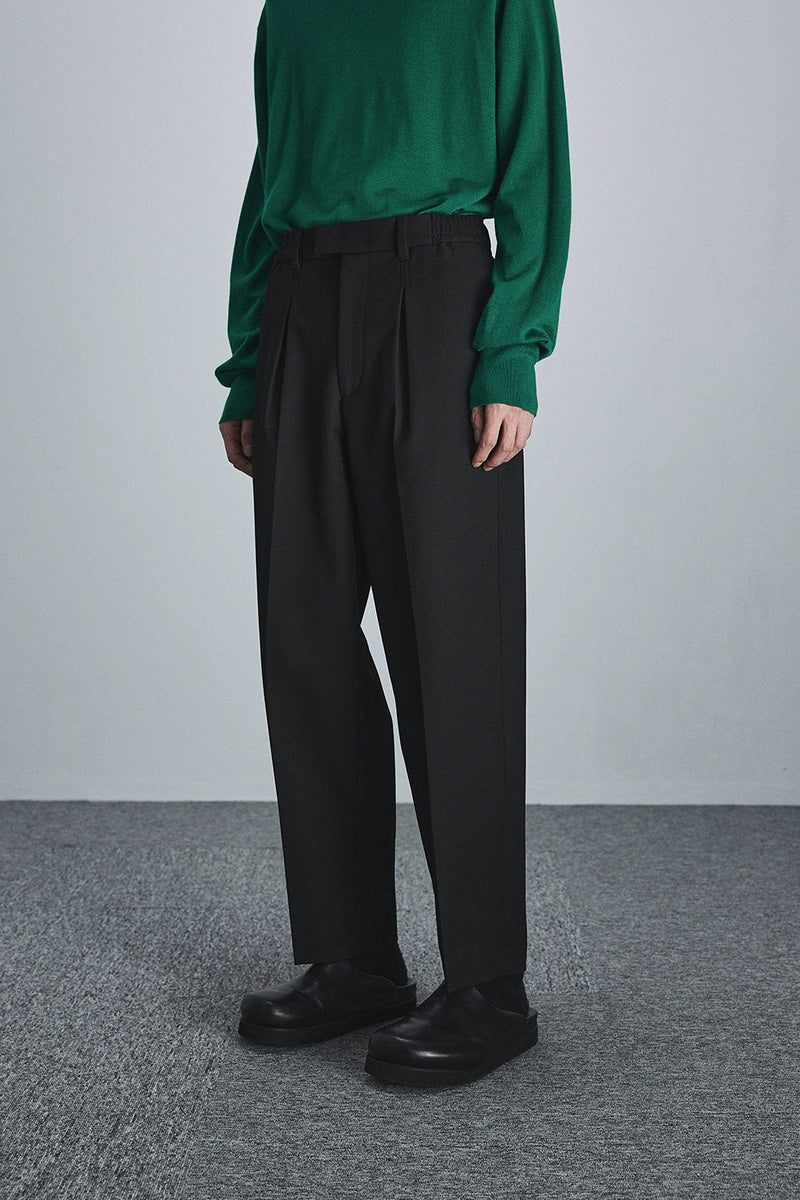 Semi-elastic Waist Wide-leg Cropped Pants