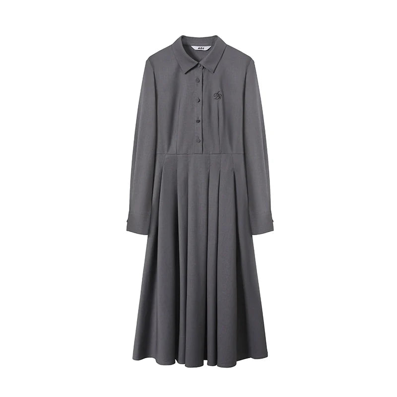 Classic Shirt Dress: Long-sleeve Midi With Pleated Skirt