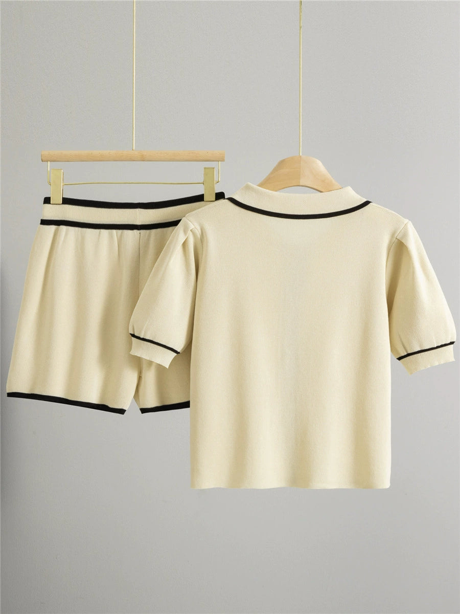 Apricot – Short Cardigan Two-piece Set