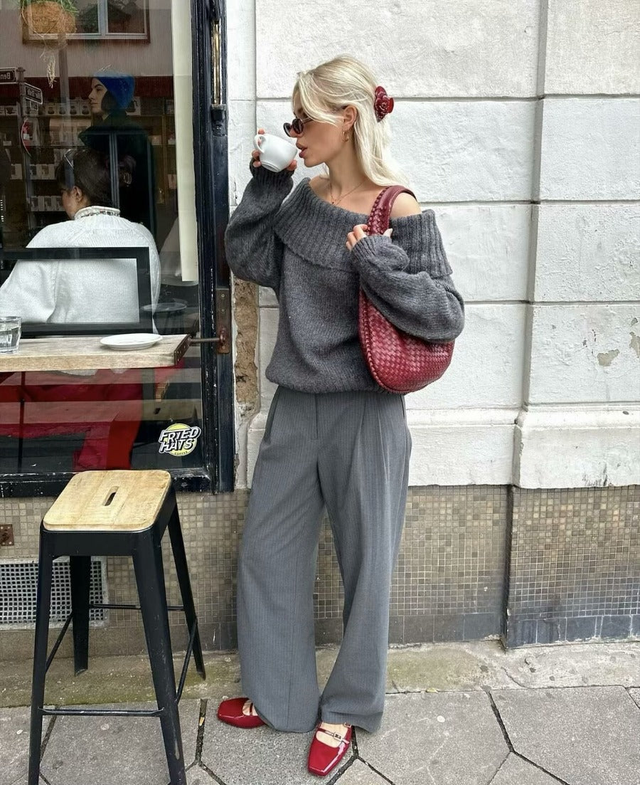Perel Off-shoulder Loose Sweater