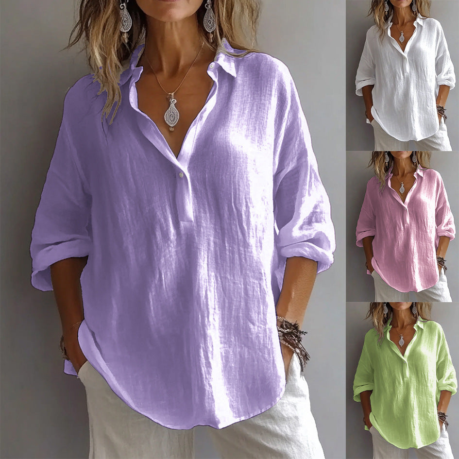Fran - V-neck Blouse Classic V Neck Top
