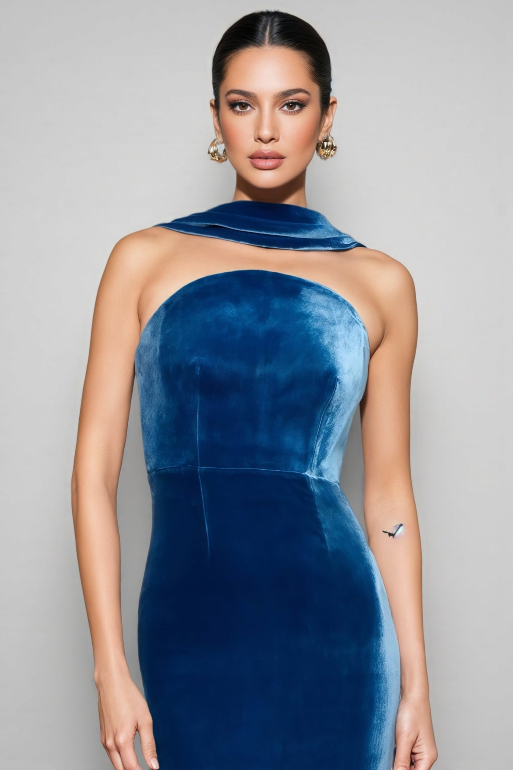 Liornd Blue Split Backless Maxi Dress