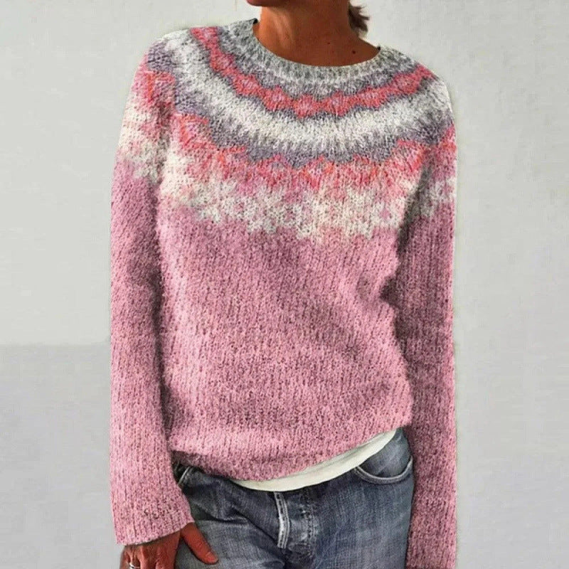 Warm Sweater With Eye-catching Geo Patterns
