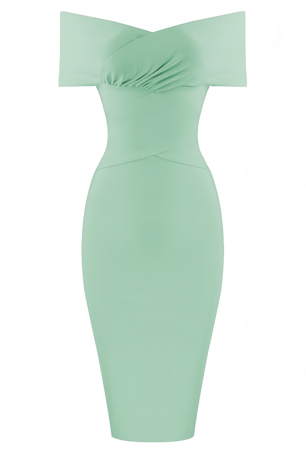 Keira Light Green Open-shoulder Maxi Dress